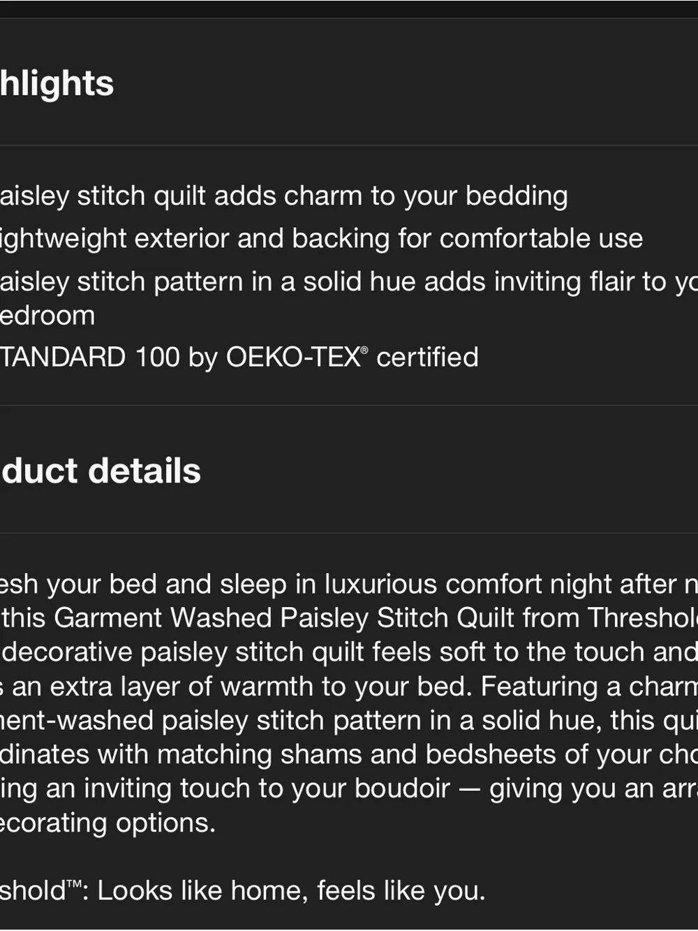 Threshold White Quilted Bedspread with Pillow Shams